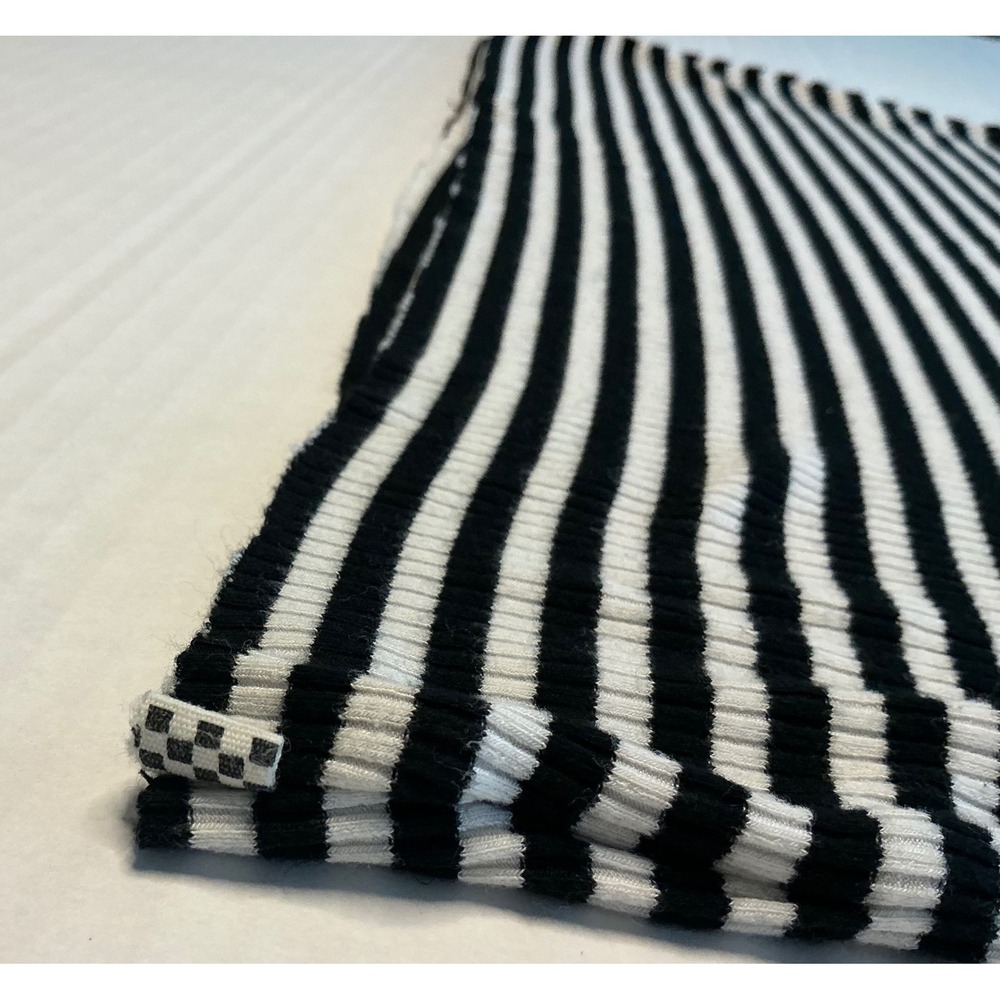 Vans Costa Striped Ribbed Crop Tank Top Black & White Punk Streetwear - Picture 4 of 7